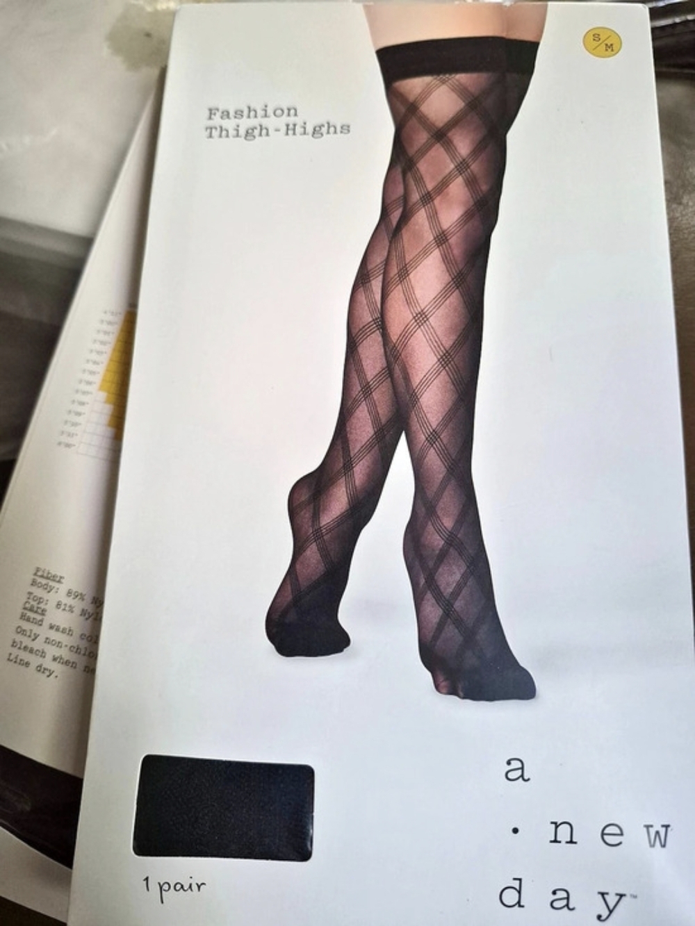 a new day Fashion Thigh-Highs Plaid Thigh-Highs 2 PACKS in Black  Size S/M NWT